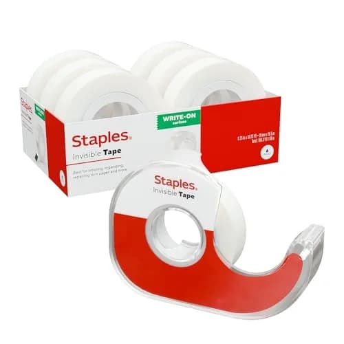 Staples Invisible Clear Tape with Dispenser 0.75in x 18yds | Seamless Office Adhesive thumbnail 1