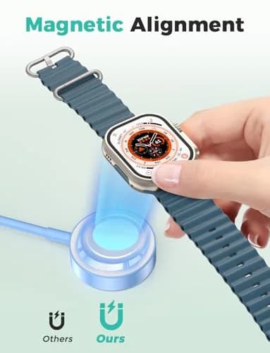 Amasuki Blue USB C Magnetic Fast Charging Cable for Apple Watch 1m (3.3ft) | Compatible with Series 1-10 & Ultra thumbnail 3