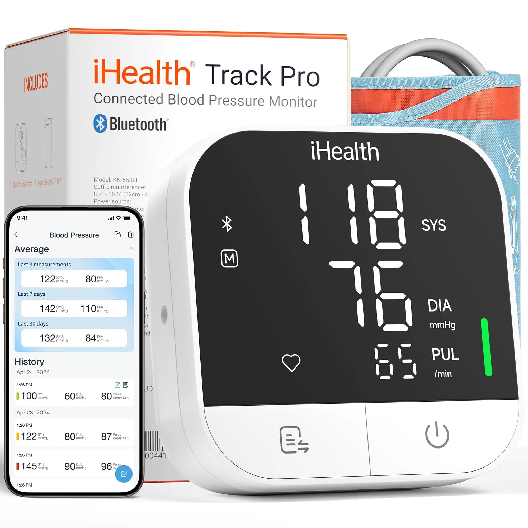 iHealth Track Pro Upper Arm Blood Pressure Monitor with App Sync & HD Screen | Clinically Accurate - main product image