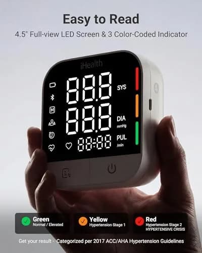 iHealth Track Pro Upper Arm Blood Pressure Monitor with App Sync & HD Screen | Clinically Accurate thumbnail 8