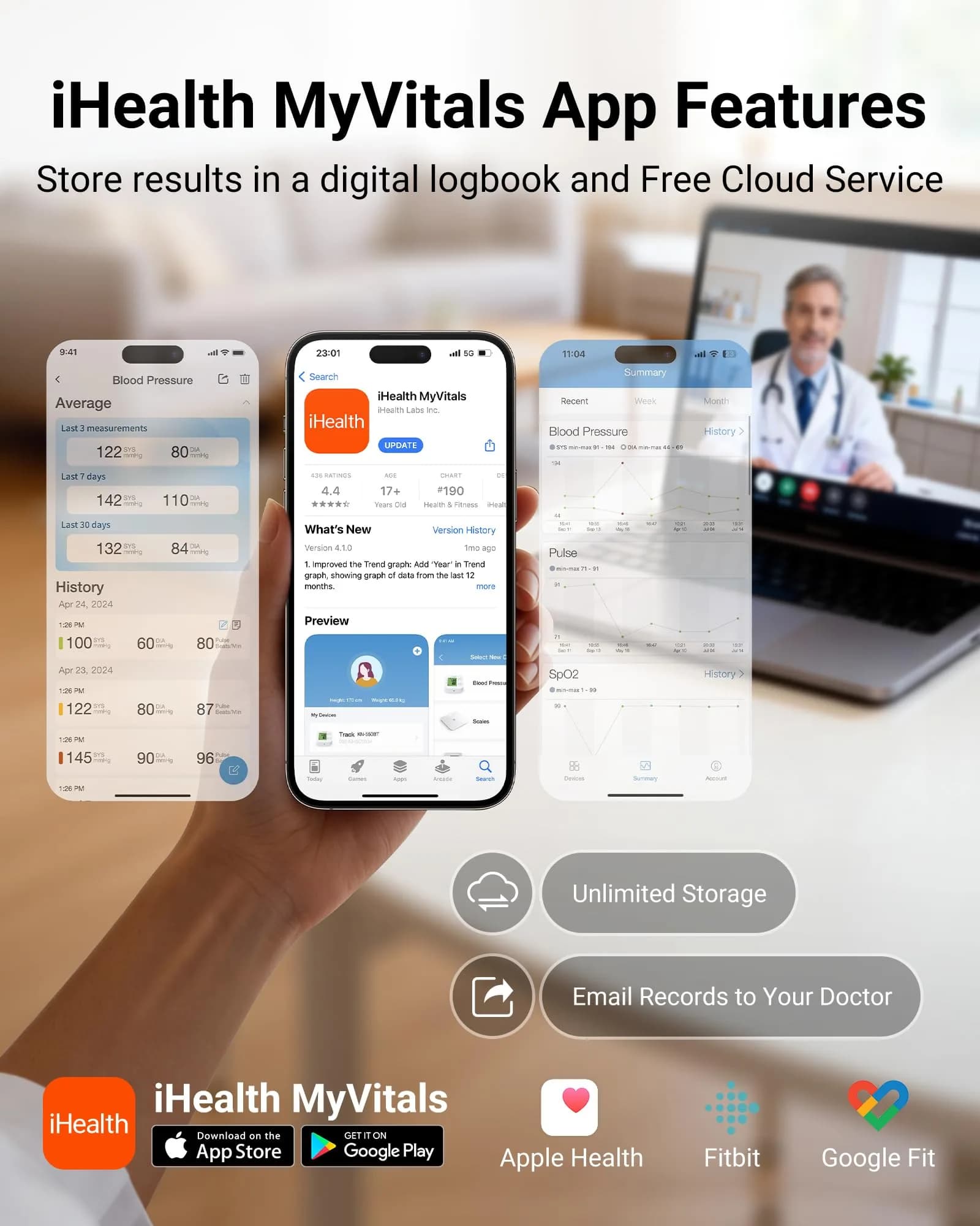 iHealth Track Pro Upper Arm Blood Pressure Monitor with App Sync & HD Screen | Clinically Accurate - view 9