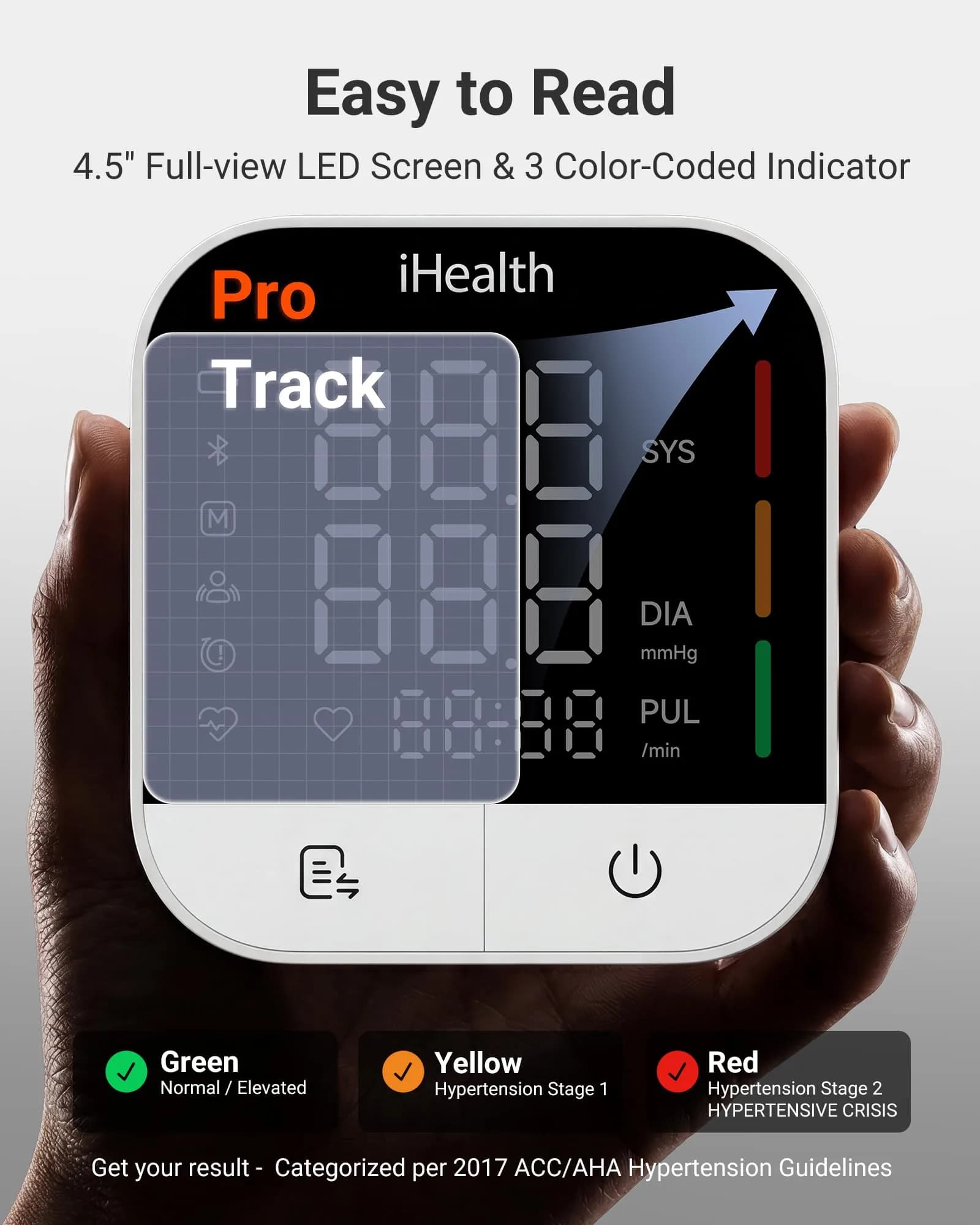 iHealth Track Pro Upper Arm Blood Pressure Monitor with App Sync & HD Screen | Clinically Accurate - view 3