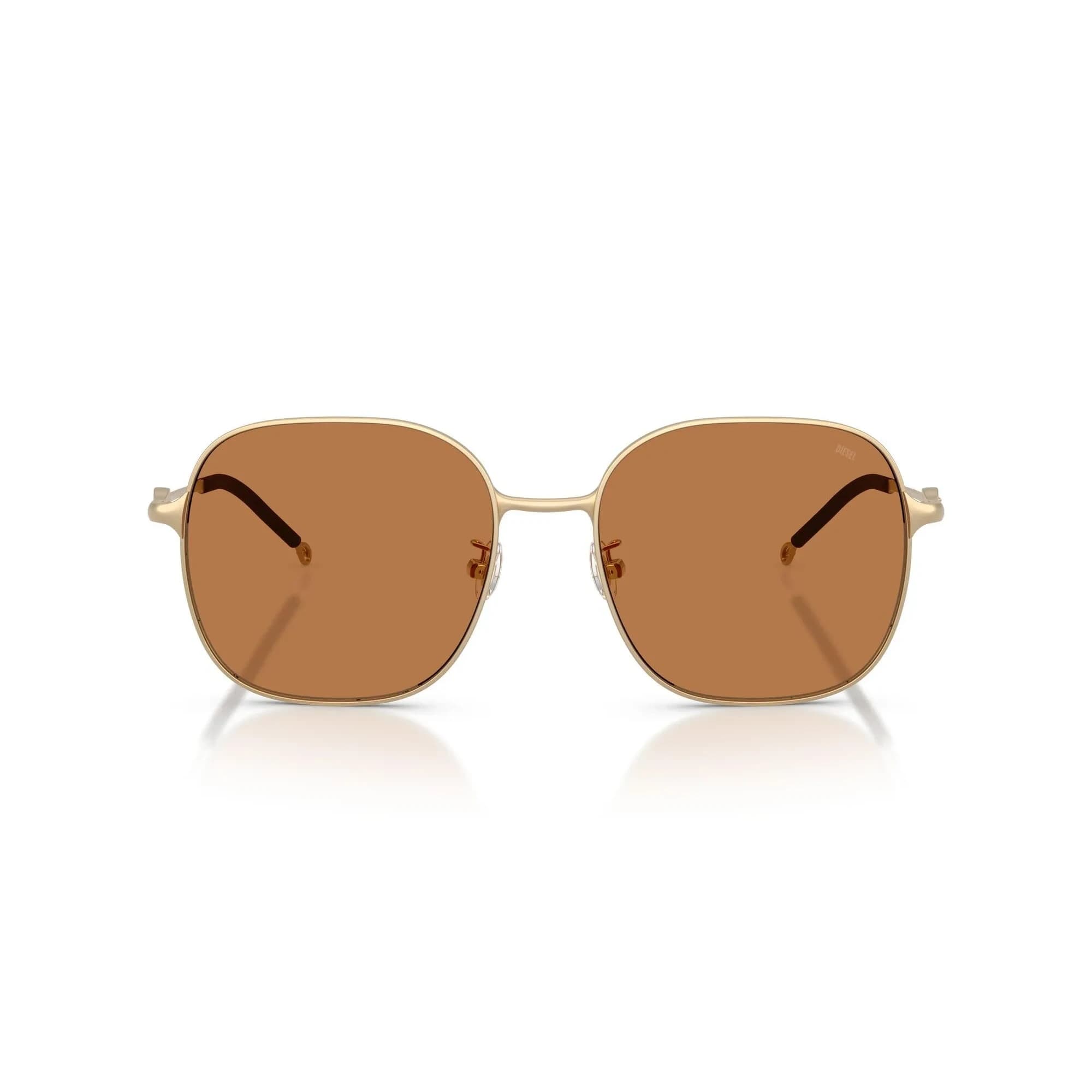 Diesel DL1010D Square Sunglasses Matte Gold/Brown 58 mm | Authentic Import for India — Matte Gold/Brown