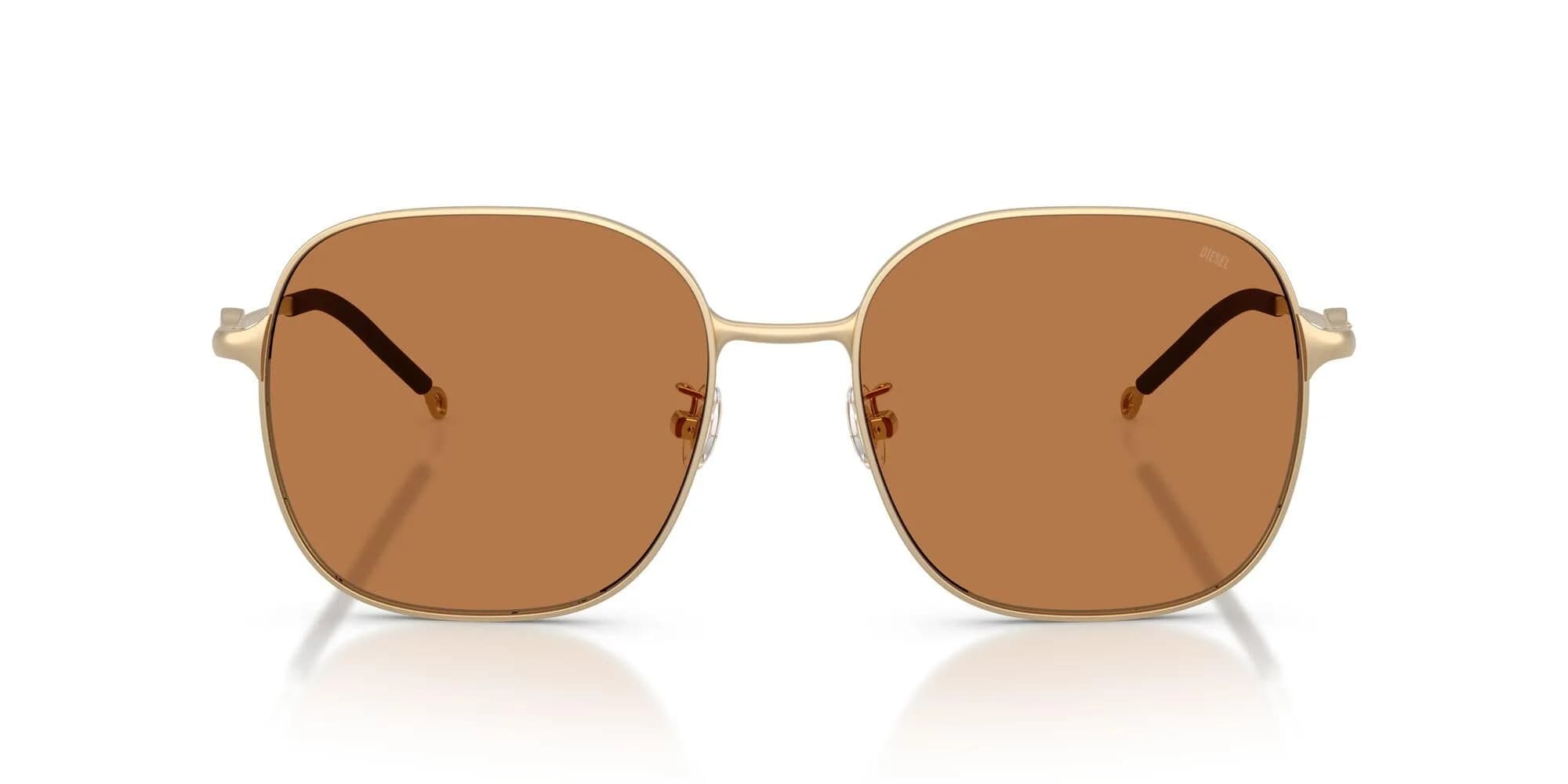 Diesel DL1010D Square Sunglasses Matte Gold/Brown 58 mm | Authentic Import for India