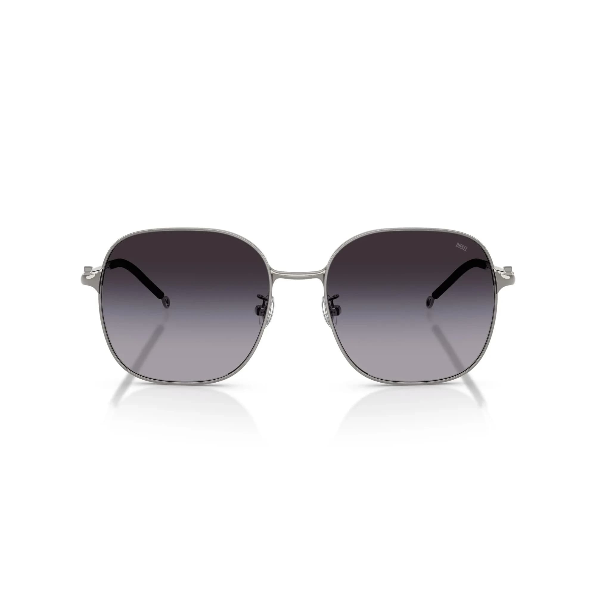 Diesel DL1010D Square Sunglasses Shiny Gunmetal/Grey Gradient 58 mm | 100% UV Protection — Shiny Gunmetal/Grey Gradient 58 mm