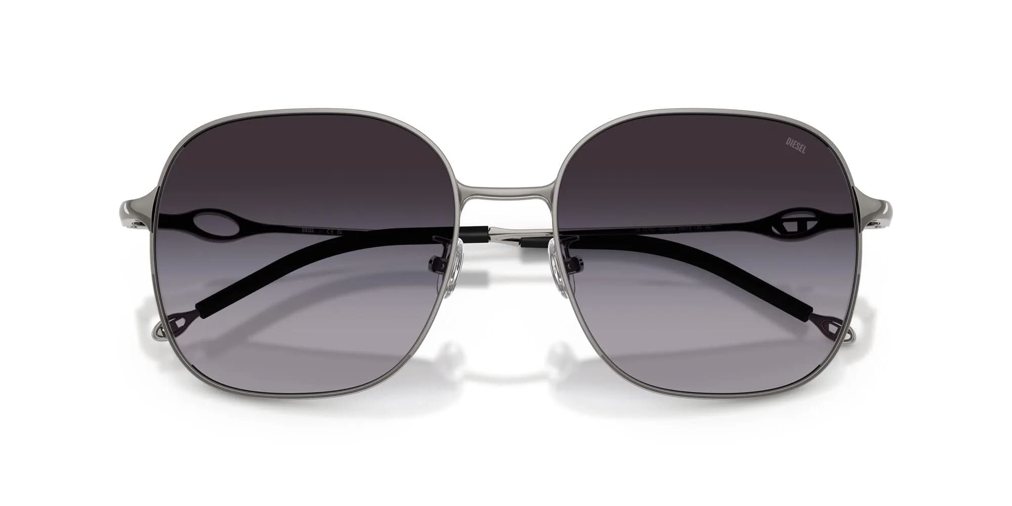 Diesel DL1010D Square Sunglasses Shiny Gunmetal/Grey Gradient 58 mm | 100% UV Protection - view 5