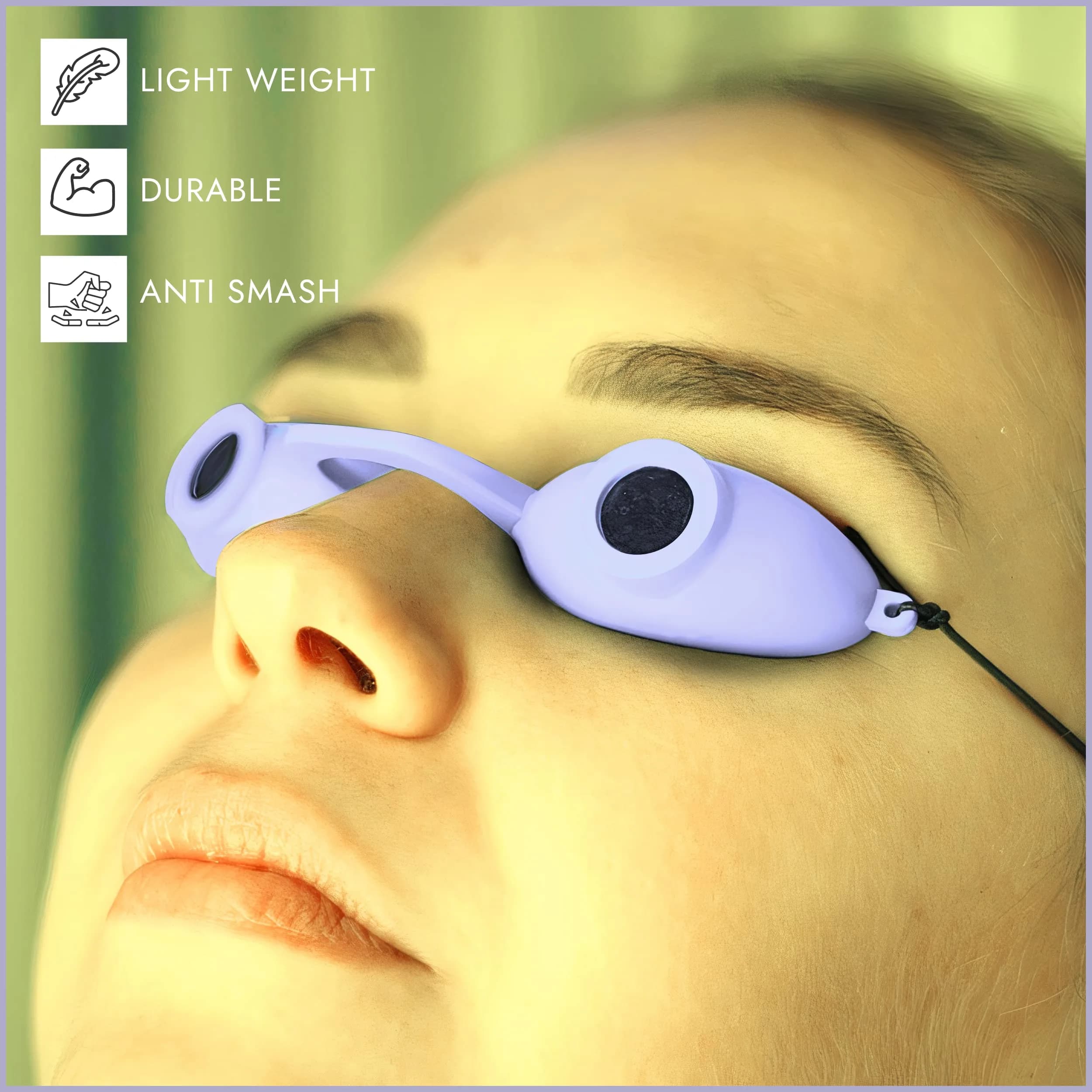 Super Sunnies Flexible UV Eye Tanning Bed Goggles w/Strap - Lavender (18 g) - view 6
