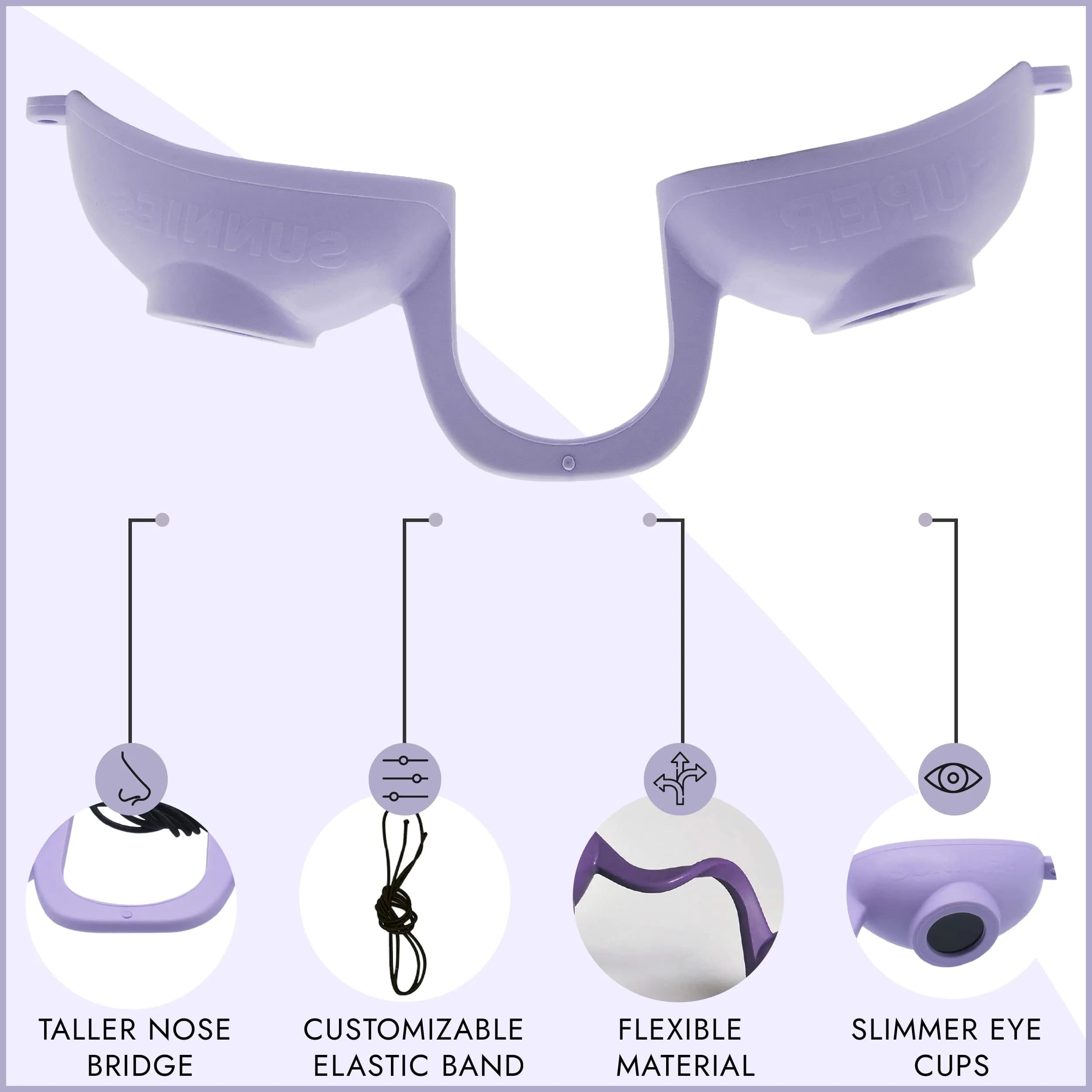 Super Sunnies Flexible UV Eye Tanning Bed Goggles w/Strap - Lavender (18 g) - view 3