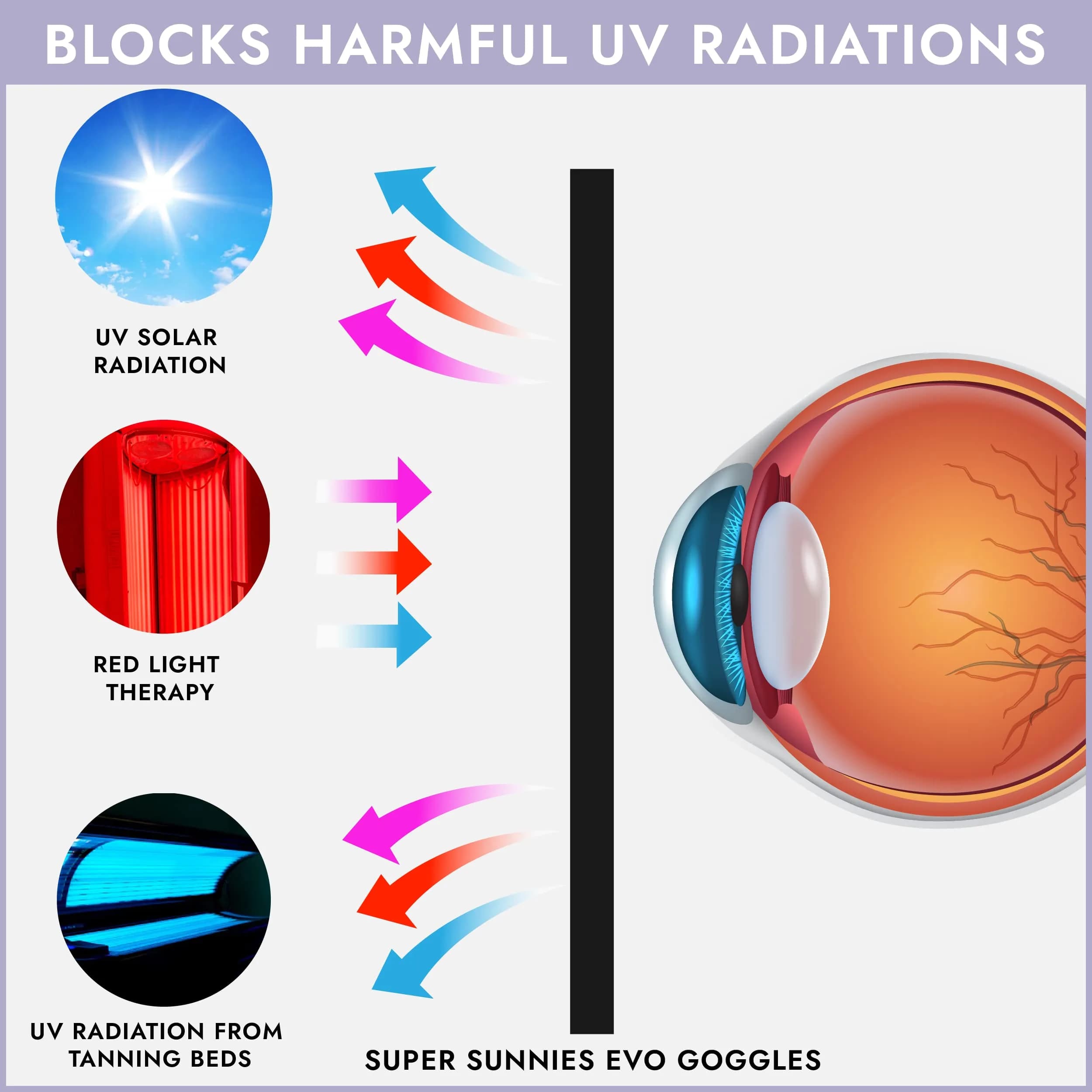 Super Sunnies Flexible UV Eye Tanning Bed Goggles w/Strap - Lavender (18 g) - view 4