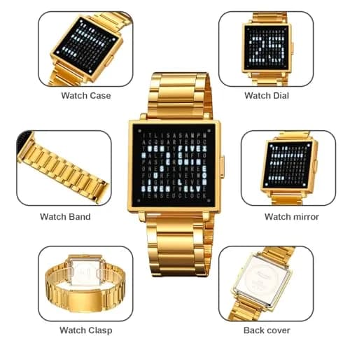 Gosasa Square Men's Luxury Watch 36mm Alloy Case Leather Strap | Water-Resistant & Elegant (Black B) thumbnail 5