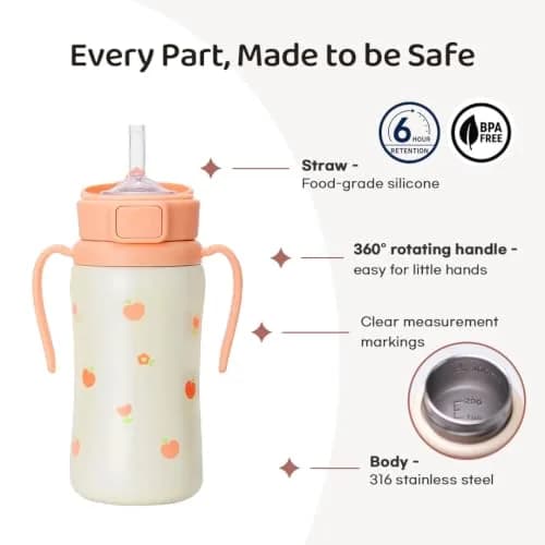 GROSMIMI Stainless Steel Baby Straw Cup 10oz | Spill-Proof, 12M+ Balloon thumbnail 4