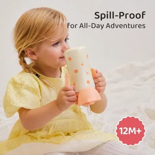GROSMIMI Stainless Steel Baby Straw Cup 10oz | Spill-Proof, 12M+ Balloon thumbnail 2