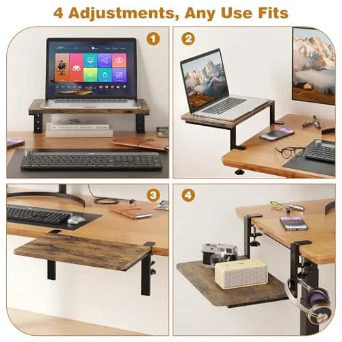 ART-GIFTREE Clamp-On Desk Shelf 38.1 cm (15 inch) | Height-Adjustable Monitor Stand with 20kg Load Capacity thumbnail 5
