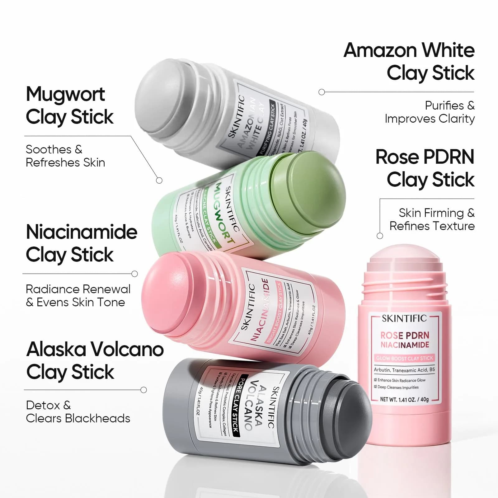 SKINTIFIC Mugwort Clay Stick Face Mask with Centella & Salicylic Acid | Calms Redness & Pores, 40g (1.41 Oz) - view 9
