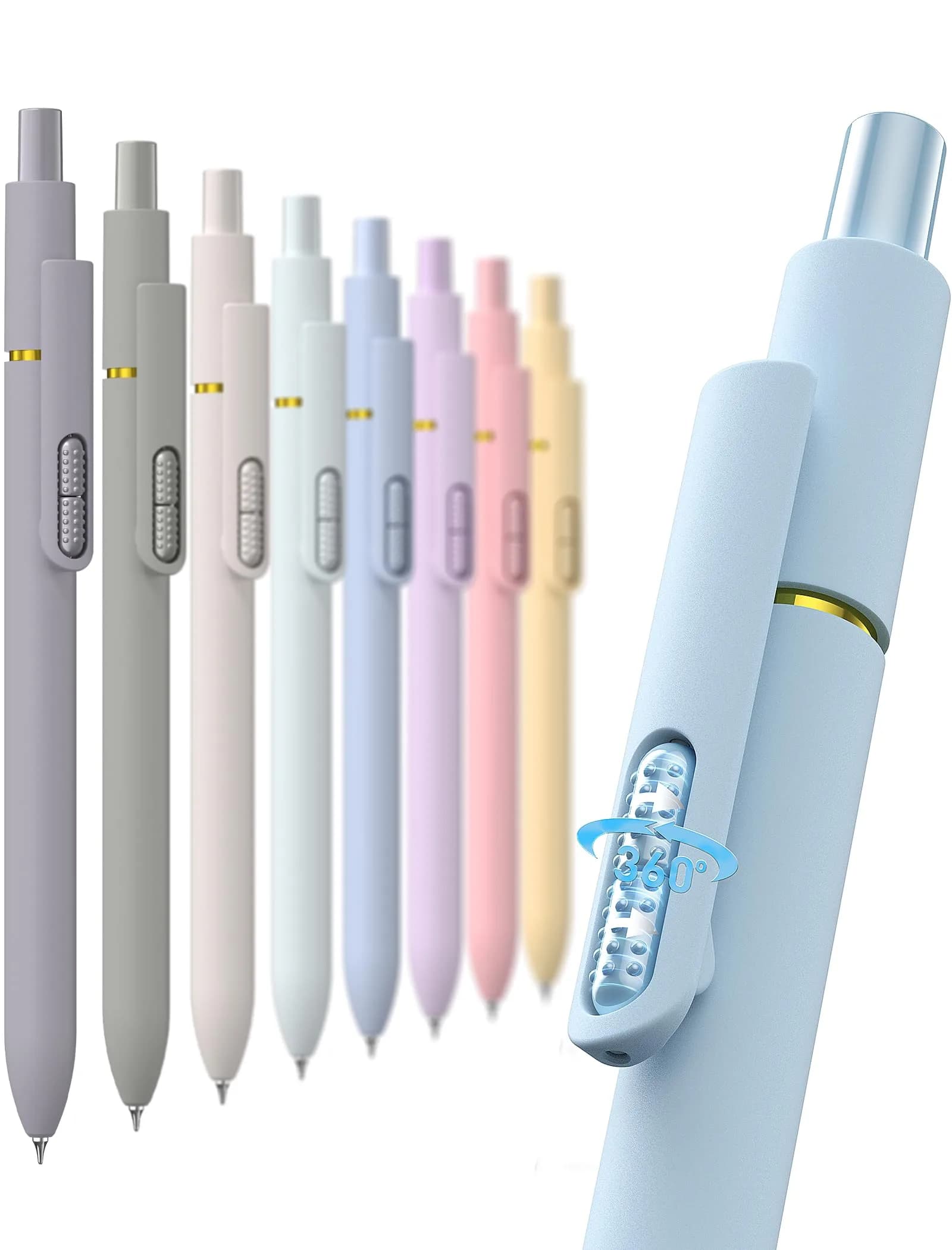 Hiacry Morandi Gel Pens, 0.7mm Fine Point, Classic Black Ink, Smooth Writing & Quick-Dry - 8 Count - main product image