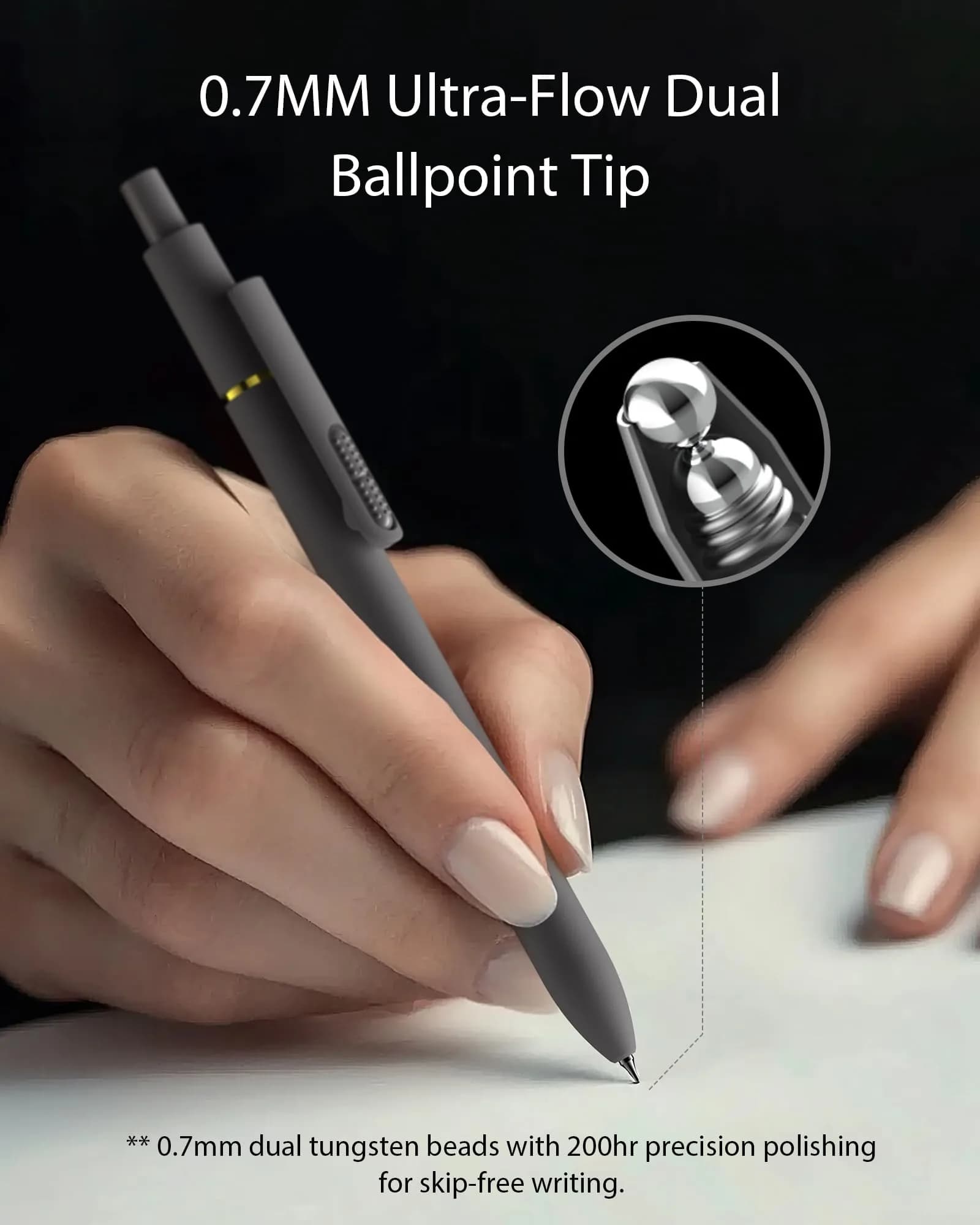 Hiacry Morandi Gel Pens, 0.7mm Fine Point, Classic Black Ink, Smooth Writing & Quick-Dry - 8 Count - view 3