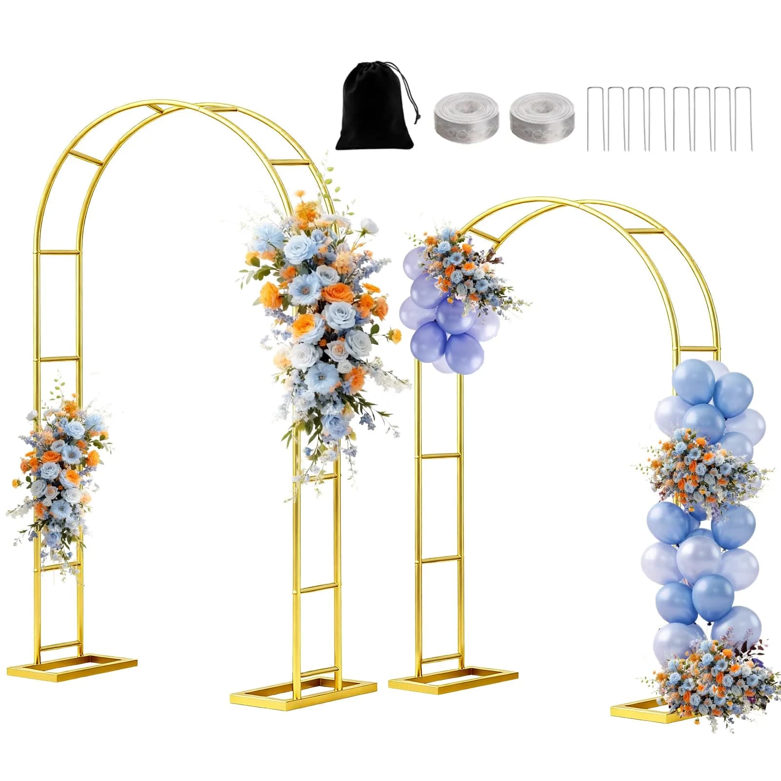 Nisoger Metal Wedding Arch 6 ft & 7.2 ft | Durable Steel Frame for Weddings & Events — Bright Gold