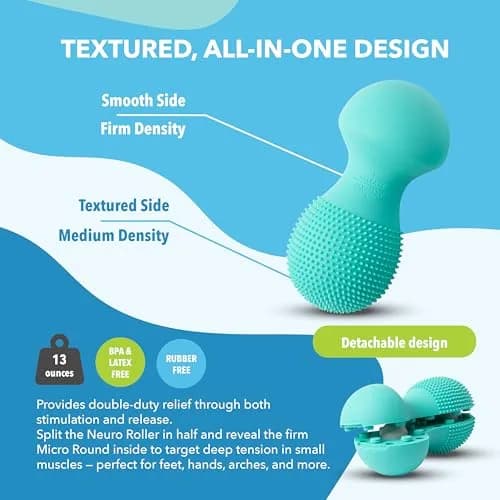 RAD Neuro Roller Foot Massage Roller for Plantar Fasciitis & Recovery – Silicone, Dual-Texture, Built-in Massage Balls, Travel-Ready thumbnail 5