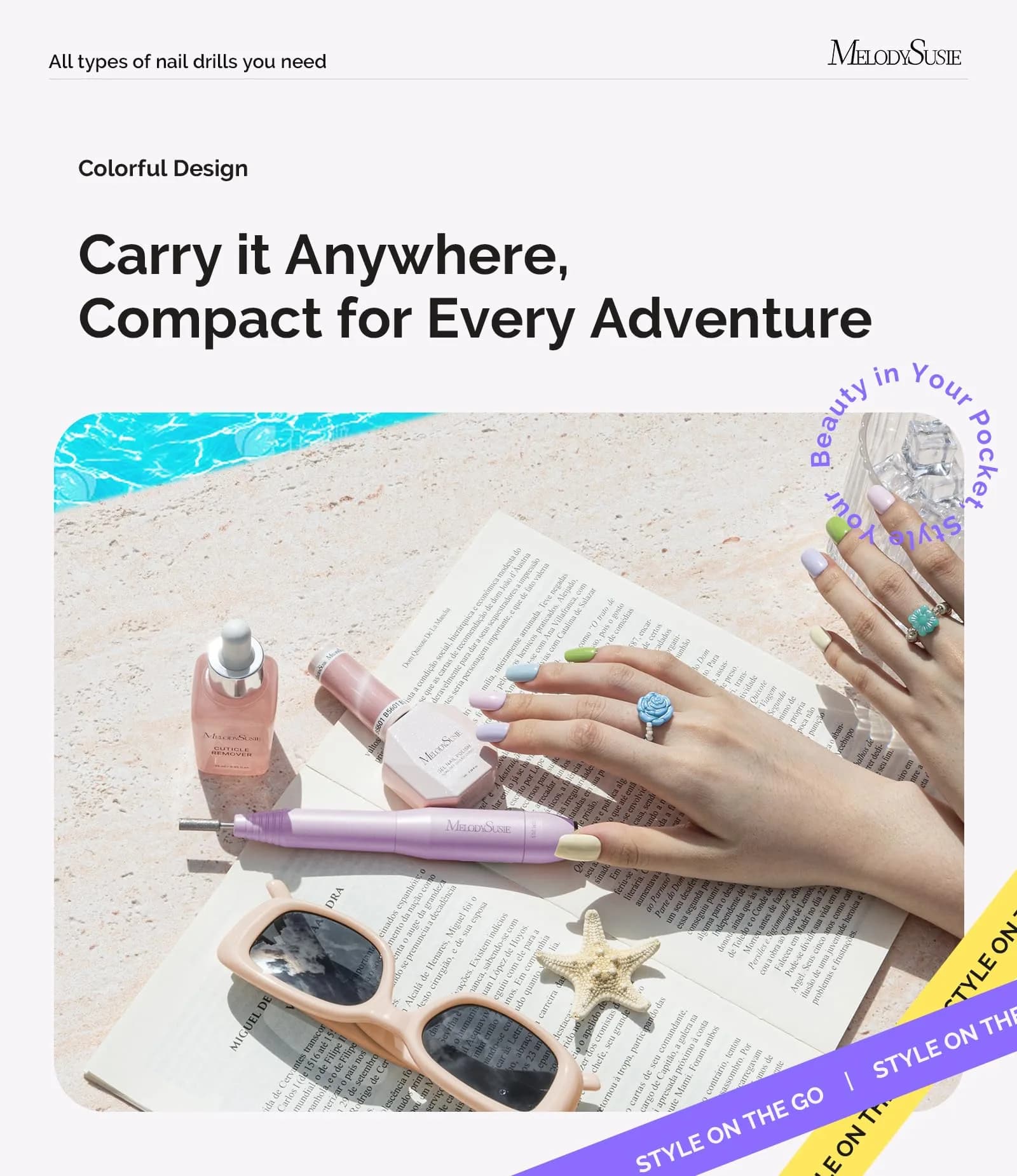 MelodySusie USB Nail Drill PC120I Macaron Purple | 20,000 RPM Portable Electric Nail File for Gentle Nail Prep - view 8