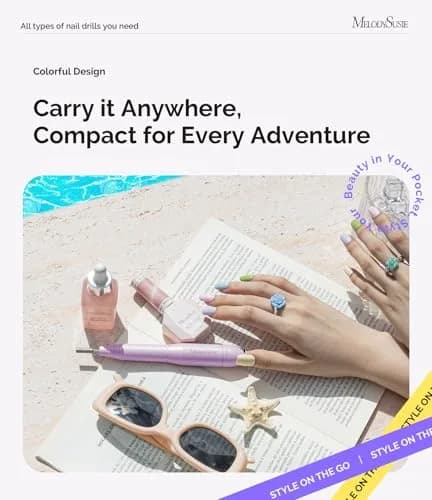 MelodySusie USB Nail Drill PC120I Macaron Purple | 20,000 RPM Portable Electric Nail File for Gentle Nail Prep thumbnail 8
