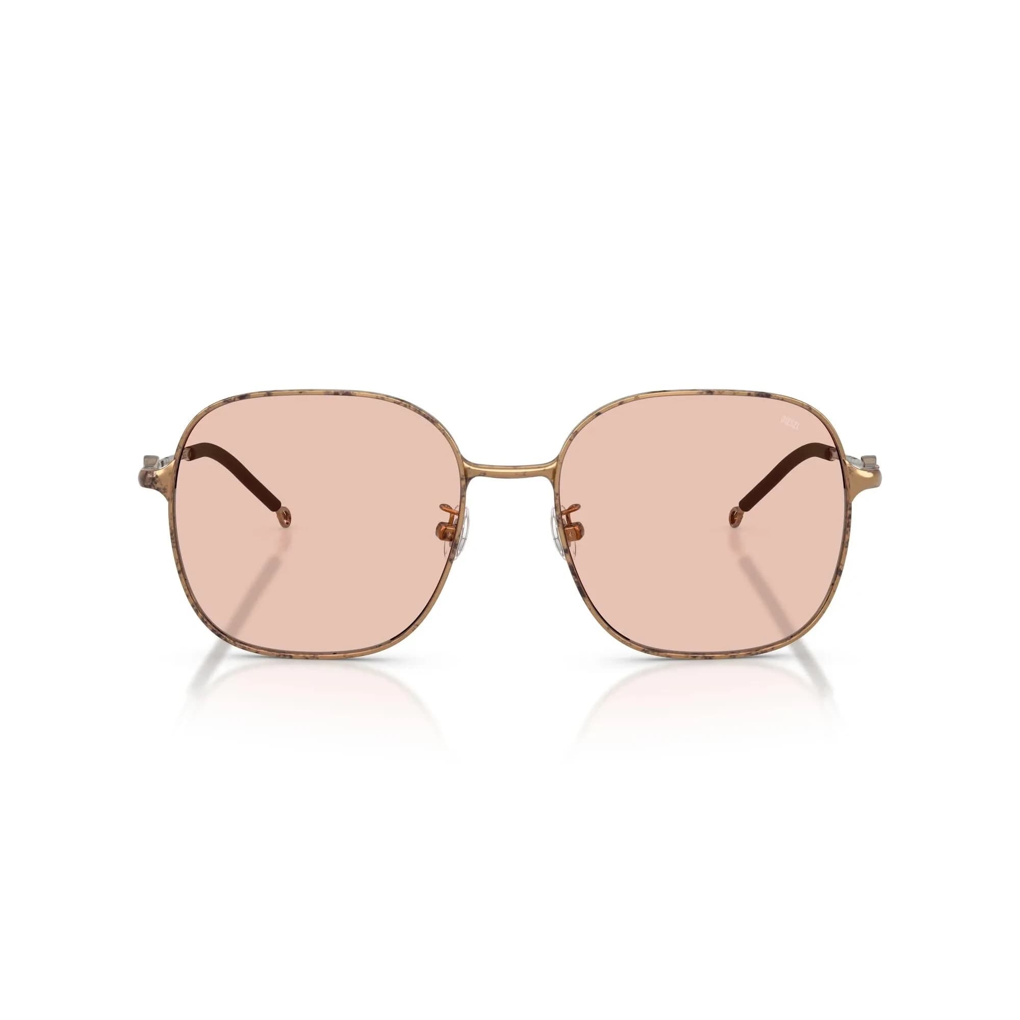 Diesel DL1010D Square Sunglasses Shiny Gunmetal/Grey Gradient 58 mm | 100% UV Protection — Transparent Bronze/Rose 58 mm