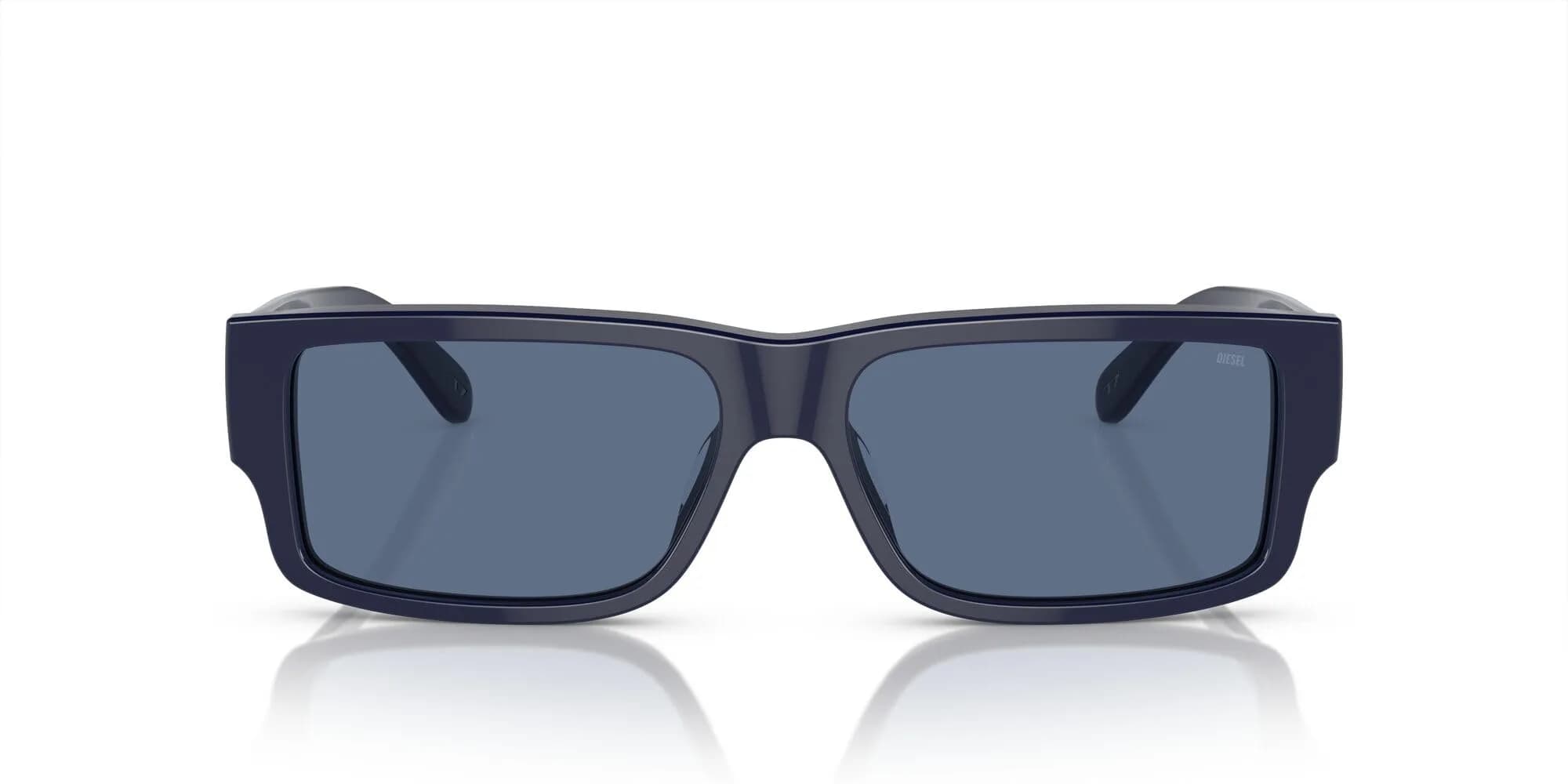 Diesel DL2003 Sunglasses, 57 mm | Shiny Blue Frame & Solid Blue Lenses, UV Protected