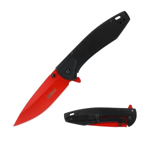 MTECH USA Folding Pocket Knife 8.1 Inch | Red Steel Blade, Aluminum Handle, Frame Lock thumbnail 1