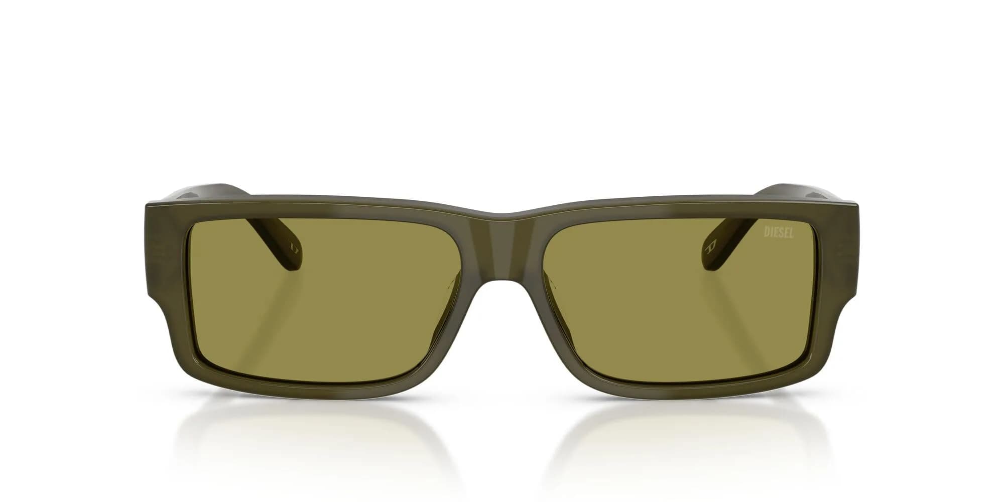 Diesel DL2003 Sunglasses, Green/Green, 57 mm | UV Protected, Unisex, Classic Style — Green/Green
