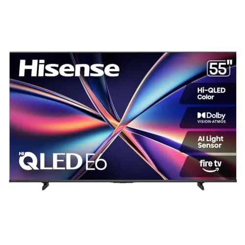 Hisense 55" E6 Cinema Series Hi-QLED 4K UHD Smart Fire TV (55E6QF) - AI Light Sensor, Dolby Vision Atmos, Voice Remote with Alexa thumbnail 1
