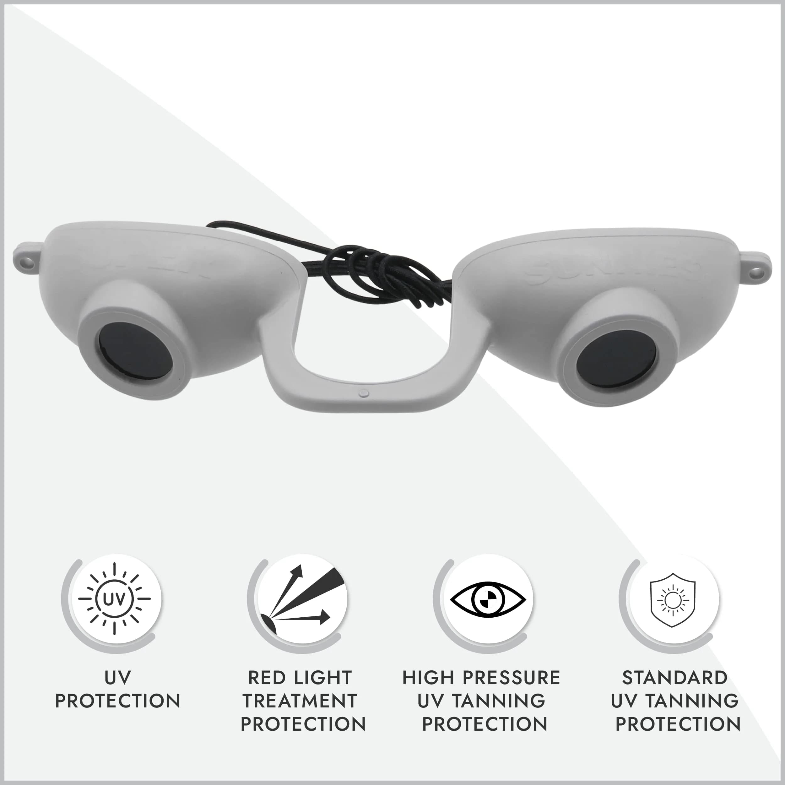Super Sunnies Flexible UV Tanning Goggles w/Strap - Grey | Polycarbonate Lens with UV Protection - view 2
