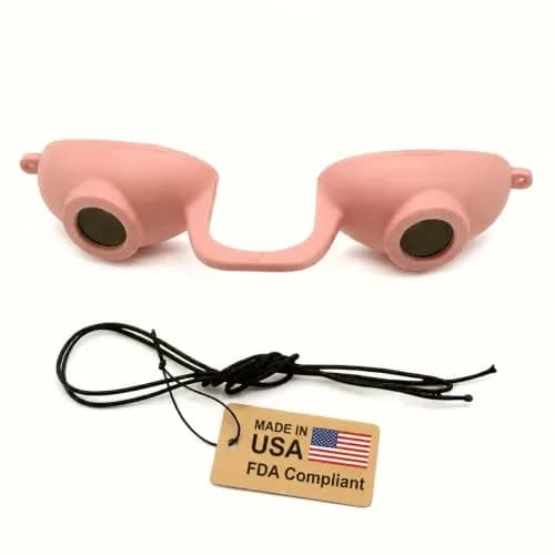 Super Sunnies Flexible UV Tanning Goggles w/Strap - Peach | Eye Protection for Tanning Beds & Red Light Therapy thumbnail 1