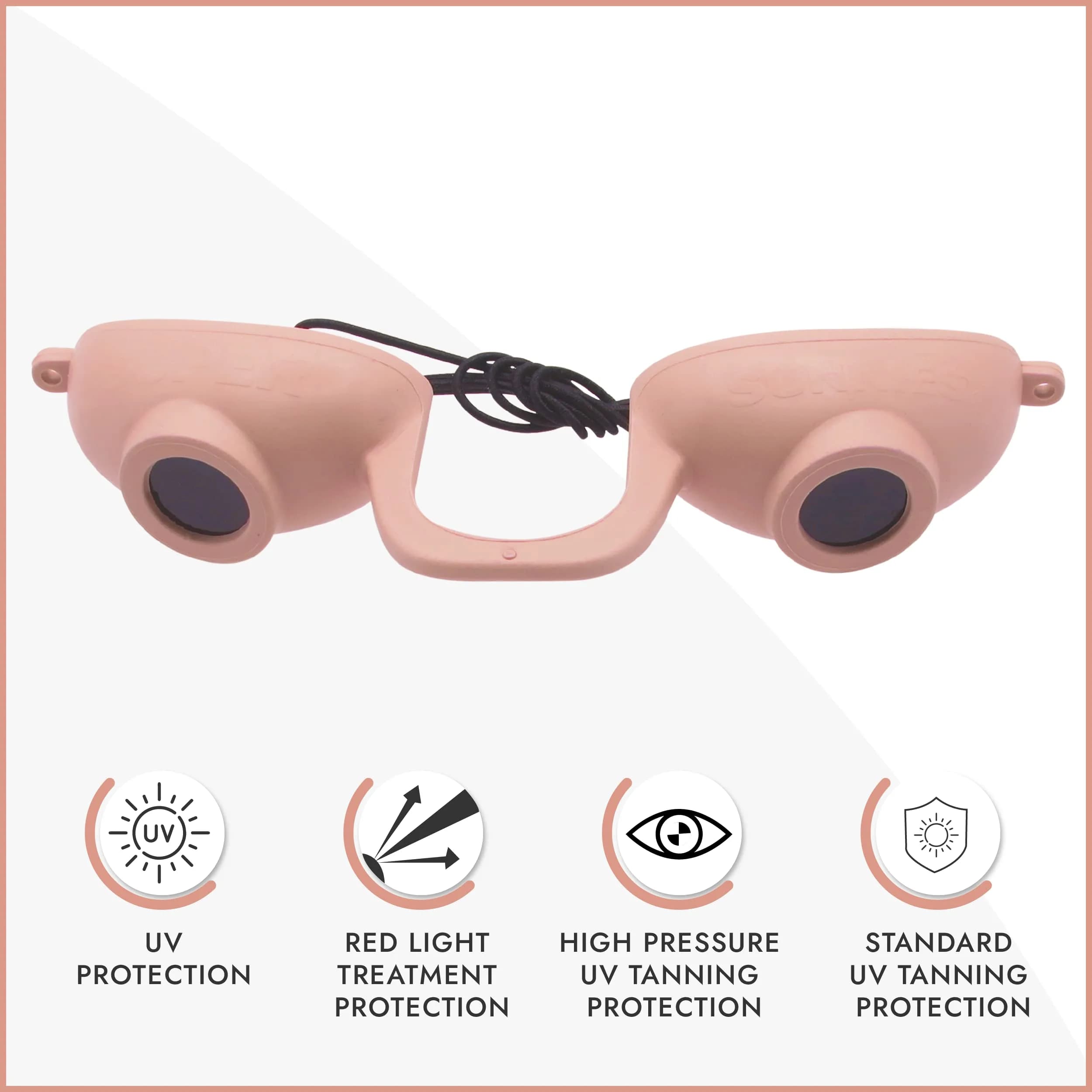 Super Sunnies Flexible UV Eye Tanning Bed Goggles w/Strap - Peach (1 Pair) - view 2
