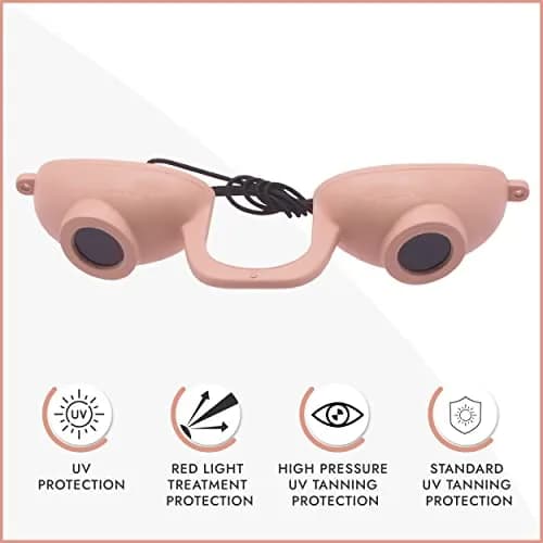 Super Sunnies Flexible UV Tanning Goggles w/Strap - Peach | Eye Protection for Tanning Beds & Red Light Therapy thumbnail 2
