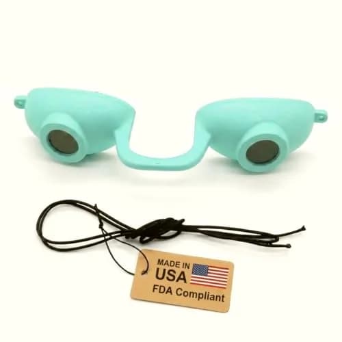 Super Sunnies Flexible UV Tanning Goggles w/Strap - Teal | Protects Eyes from UV & Red Light thumbnail 1