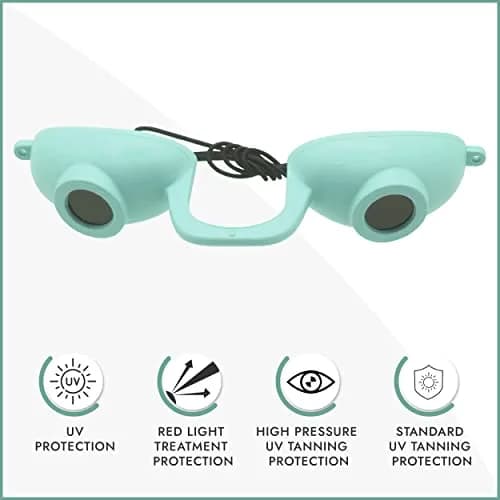 Super Sunnies Flexible UV Tanning Goggles w/Strap - Teal | Protects Eyes from UV & Red Light thumbnail 2