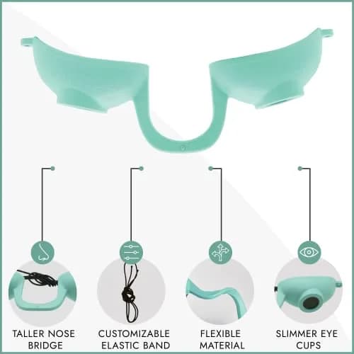 Super Sunnies Flexible UV Tanning Goggles w/Strap - Teal | Protects Eyes from UV & Red Light thumbnail 3