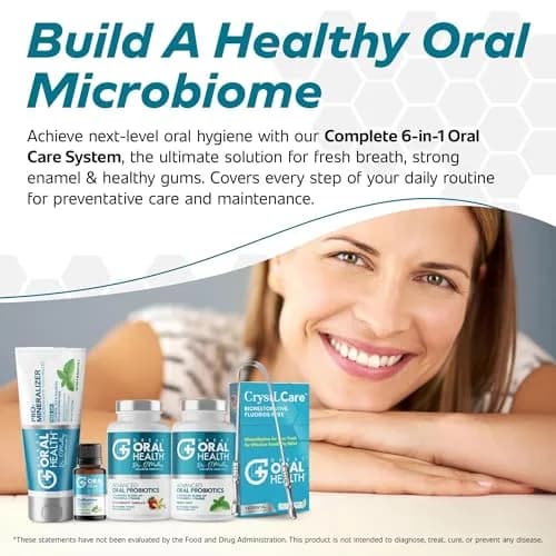 Great Oral Health 6-in-1 Dental Care Kit with Oral Probiotics & Nano Hydroxyapatite Toothpaste | 60 Tablets + 11% HA Toothpaste + Oil + Strips + Scraper thumbnail 4
