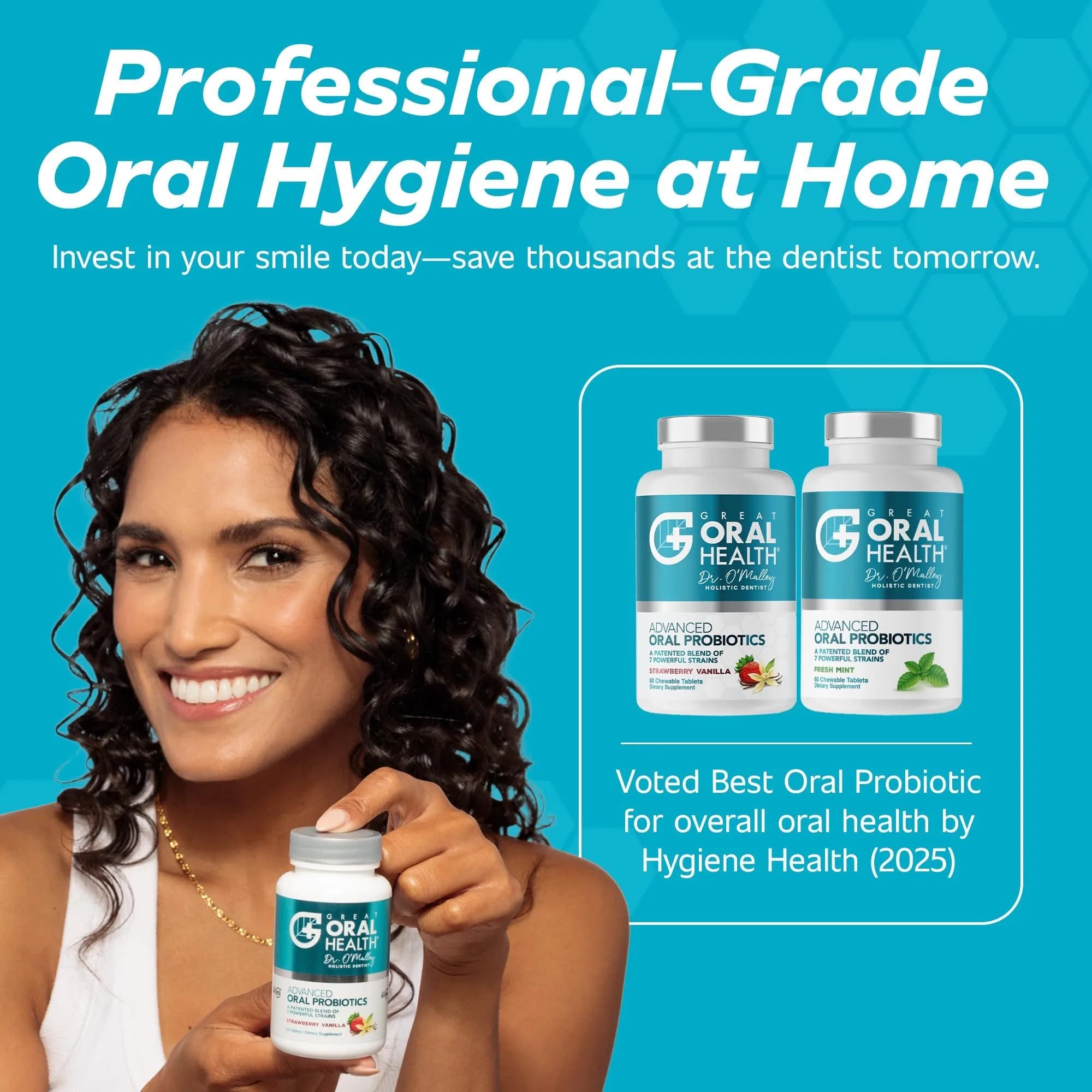 Great Oral Health 6-in-1 Dental Care Kit with Oral Probiotics & Nano Hydroxyapatite Toothpaste | 60 Tablets + 11% HA Toothpaste + Oil + Strips + Scraper - view 8