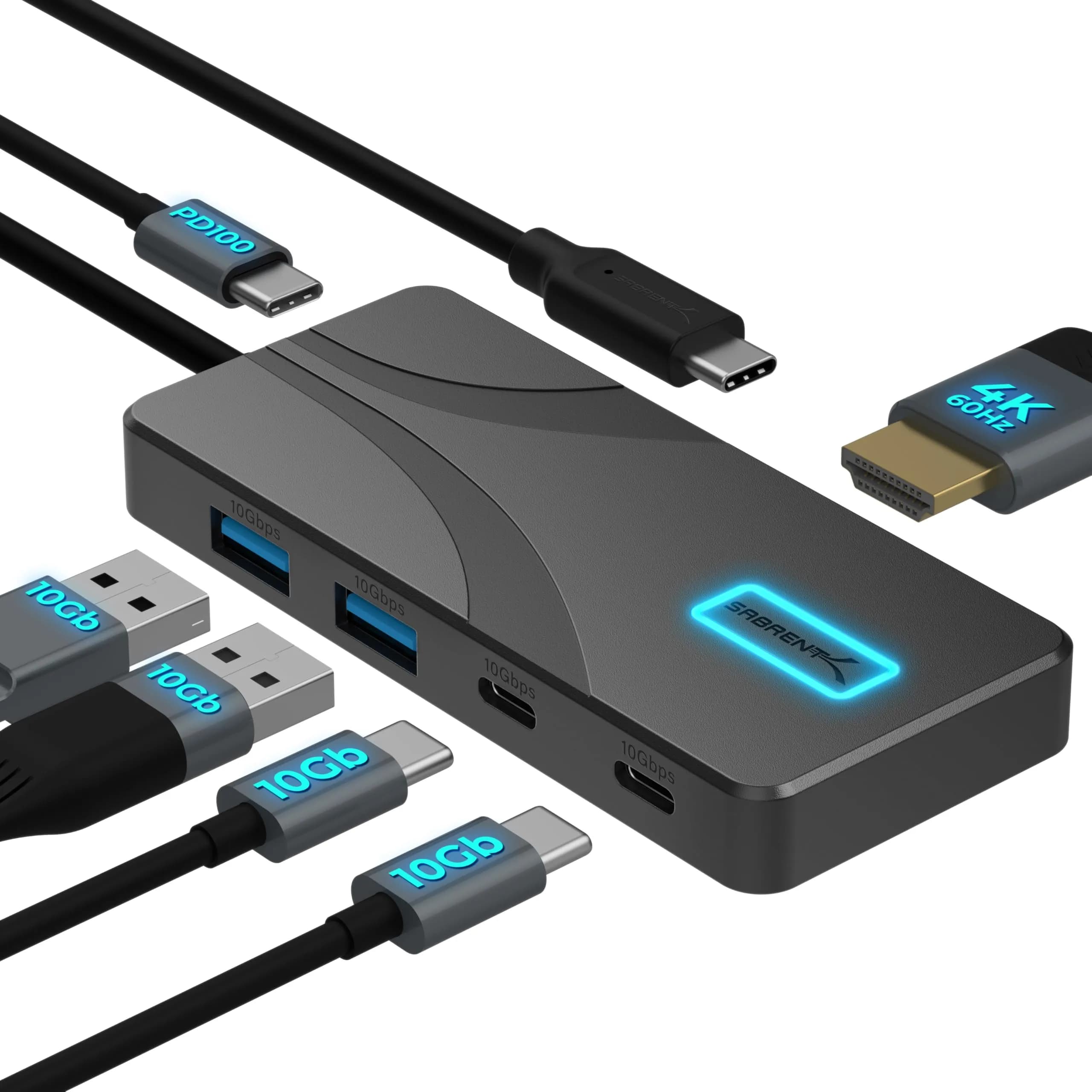 Sabrent Matte Black 4-Port USB 3.0 Hub with Individual Switches & LED Indicators (HB-UM43) - main product image