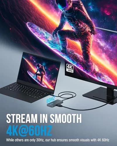Sabrent USB-C Hub 5-in-1 (HB-TG5P) — 10Gbps, 4K@60Hz HDMI, 80W PD Charging, 2x USB-A, 2x USB-C thumbnail 4