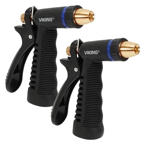 VIKING Heavy Duty Adjustable Garden Hose Nozzle 2 Pack | Metal & Rubber Grip for Car Wash, Plants, Pets, Home thumbnail 1