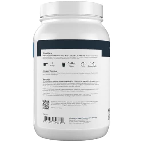 Transparent Labs Grass-Fed Whey Protein Isolate Strawberry Milkshake 1.04 kg (2.3 lb) | 28g Protein Per Serving thumbnail 9