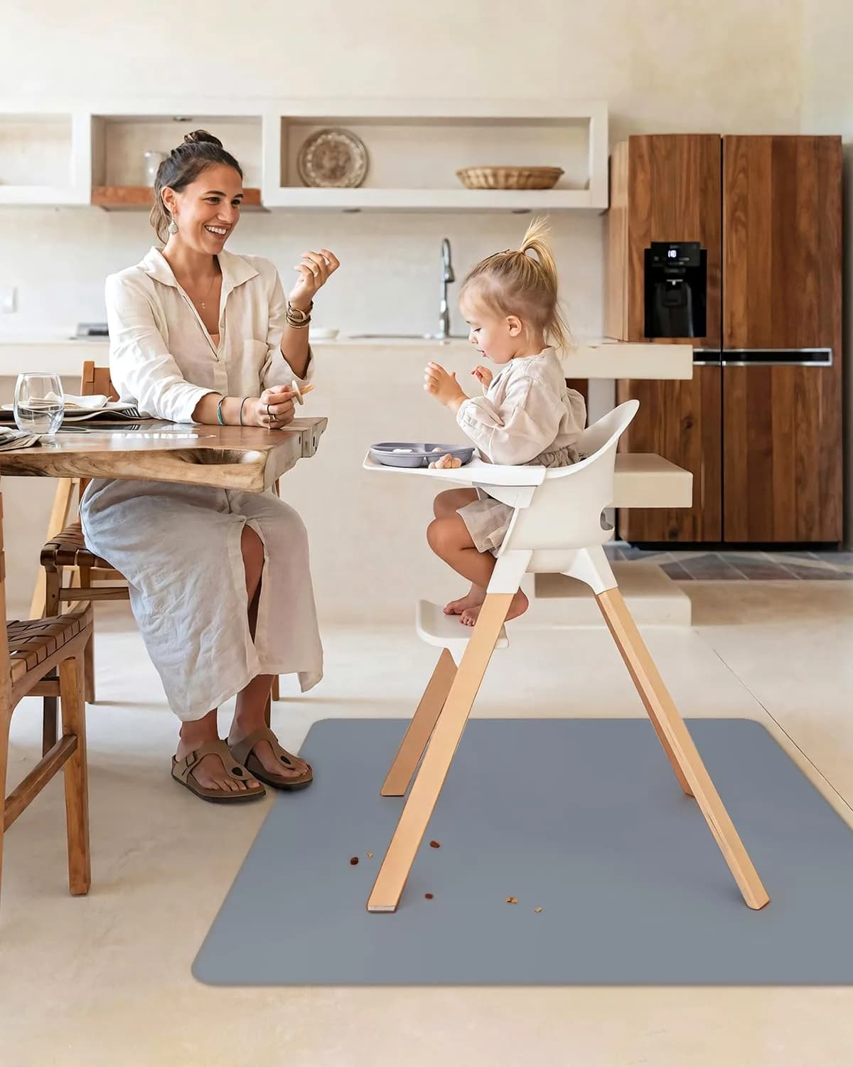 Blissful Diary Baby Splat Mat 128 x 128 cm (50.4 x 50.4 Inch) | Waterproof & Washable Floor Protector for High Chairs - view 4