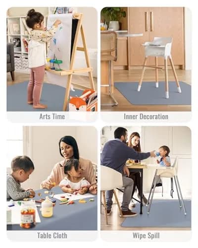 Blissful Diary Baby Splat Mat 128 x 128 cm (50.4 x 50.4 Inch) | Waterproof & Washable Floor Protector for High Chairs thumbnail 7