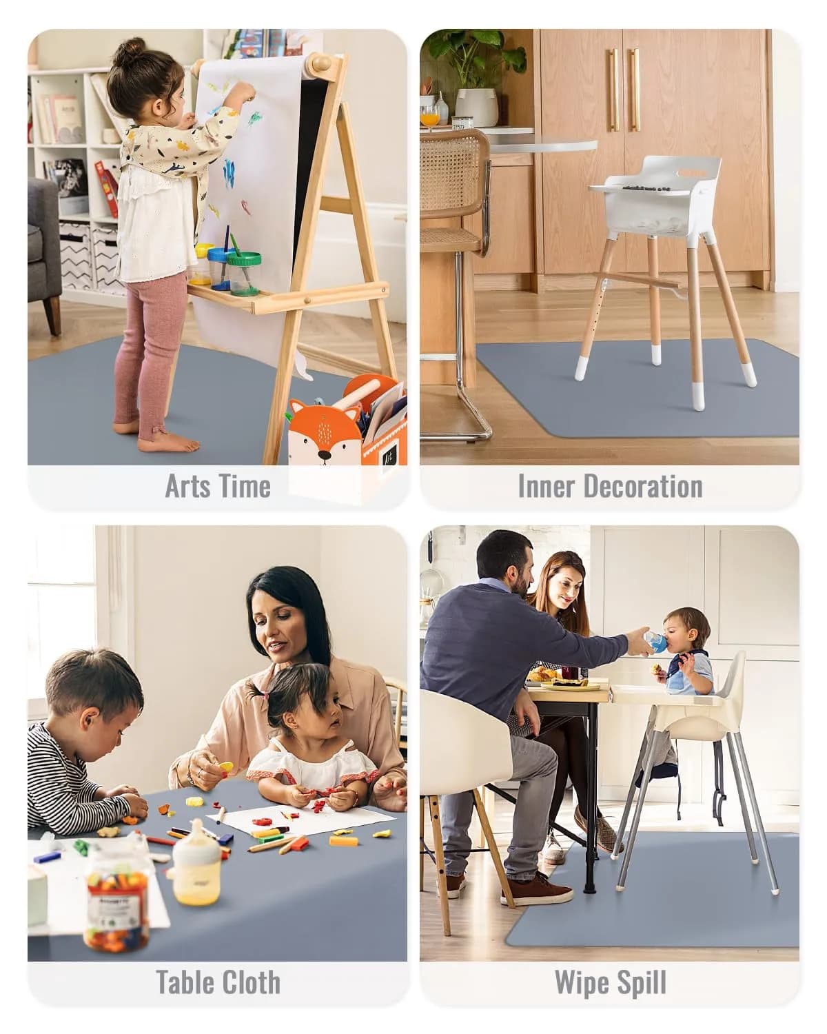 Blissful Diary Baby Splat Mat 128 x 128 cm (50.4 x 50.4 Inch) | Waterproof & Washable Floor Protector for High Chairs - view 7