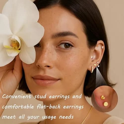 Dochais Gold Cartilage Earrings for Women Hypoallergenic Surgical Steel | Trendy & Safe (70-120 chars) thumbnail 4