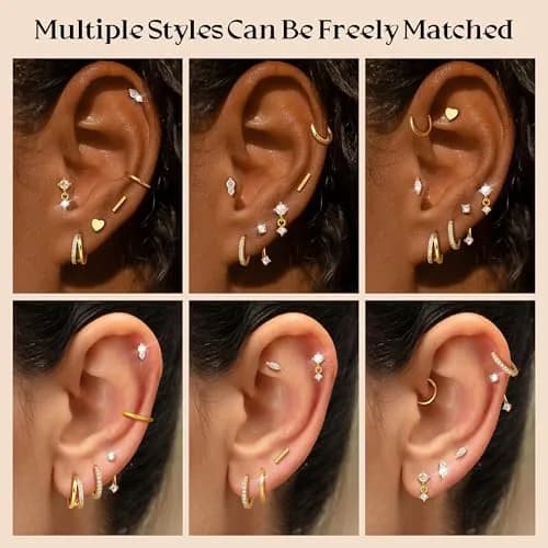 Dochais Gold Cartilage Earrings for Women Hypoallergenic Surgical Steel | Trendy & Safe (70-120 chars) thumbnail 5