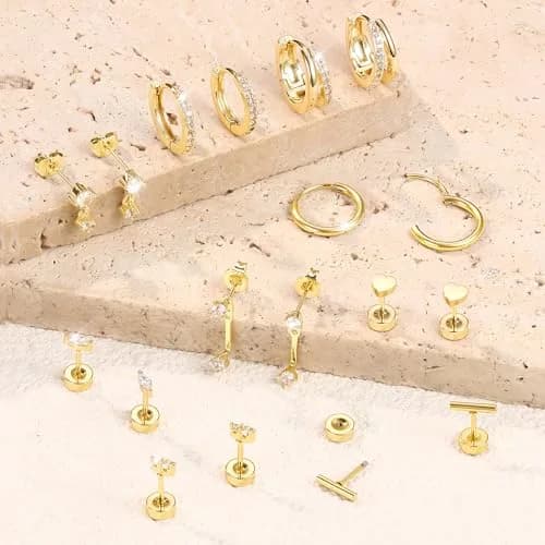 Dochais Gold Cartilage Earrings for Women Hypoallergenic Surgical Steel | Trendy & Safe (70-120 chars) thumbnail 6