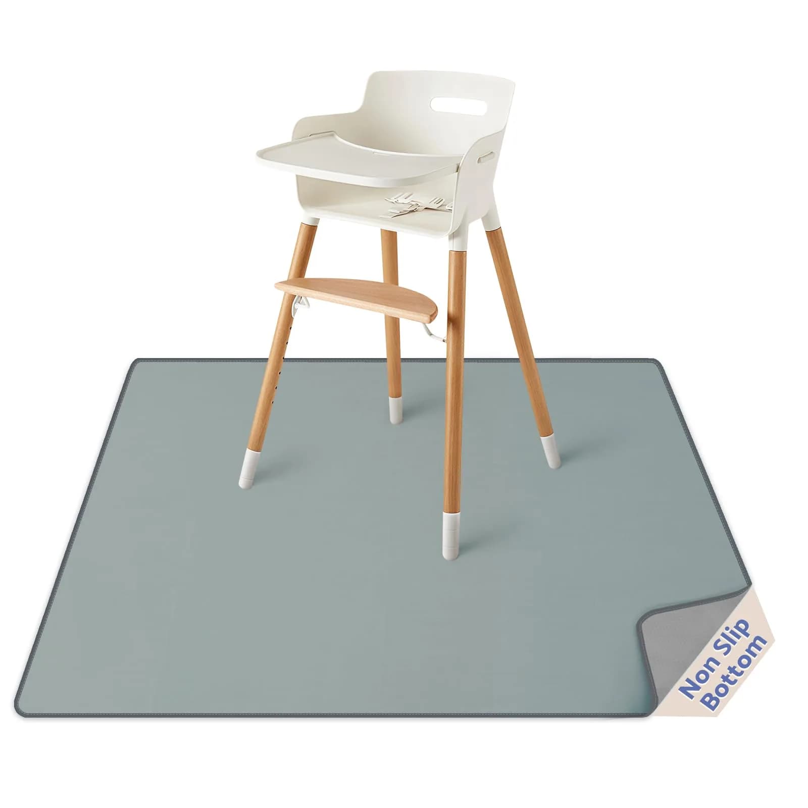 Blissful Diary 128cm Silver Mist Baby Splat Mat - Waterproof Floor Protector for High Chairs & Playtime - main product image