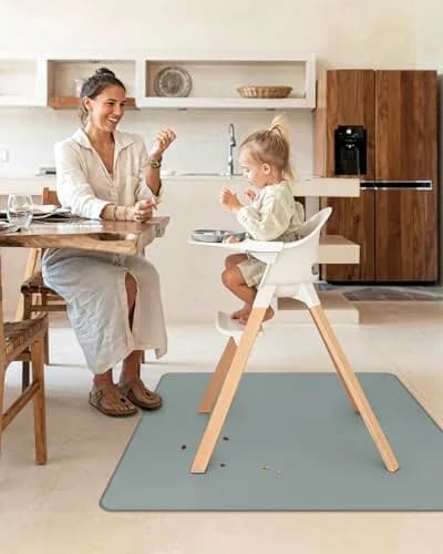 Blissful Diary Baby Splat Mat 129cm x 129cm (50.4 x 50.4 Inch) | Waterproof, Anti-Slip Floor Protector for High Chairs & Playtime thumbnail 4